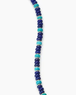 Spiritual Beads Bracelet 18K Yellow Gold with Lapis and Turquoise, 4mm