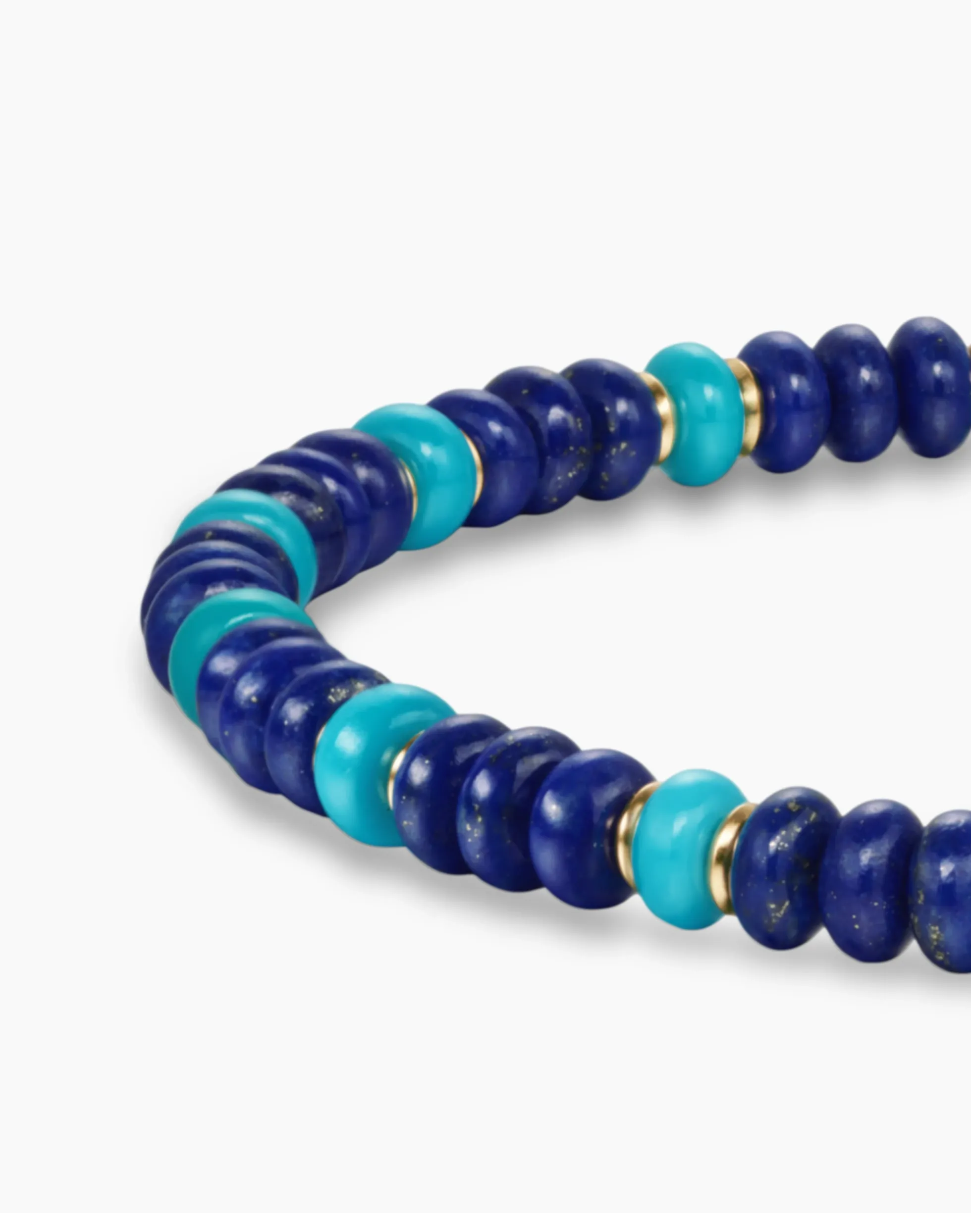 Spiritual Beads Bracelet 18K Yellow Gold with Lapis and Turquoise, 4mm