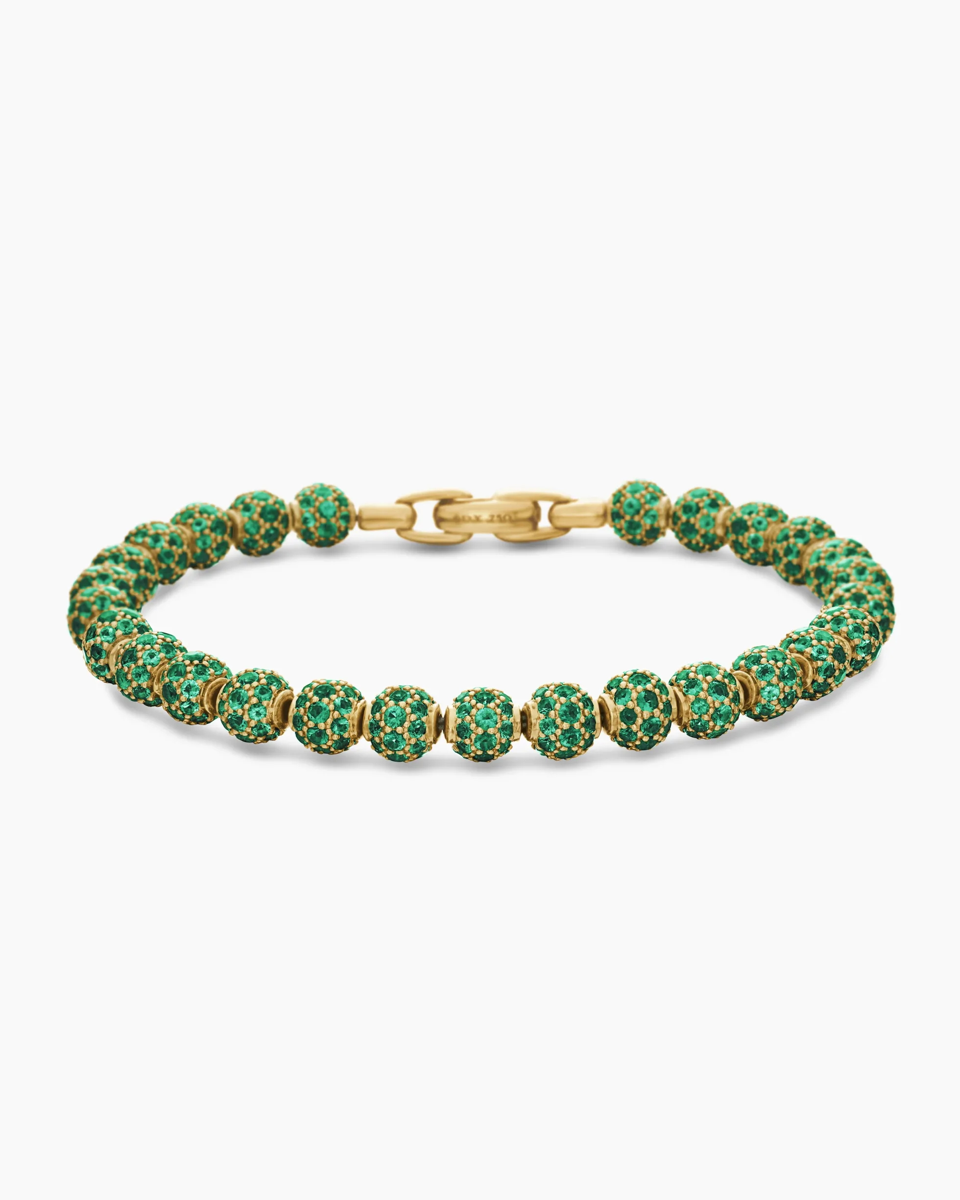 Spiritual Beads Bracelet 18K Yellow Gold and Pavé Emeralds, 6mm
