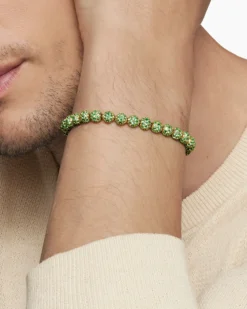 Spiritual Beads Bracelet 18K Yellow Gold and Pavé Emeralds, 6mm