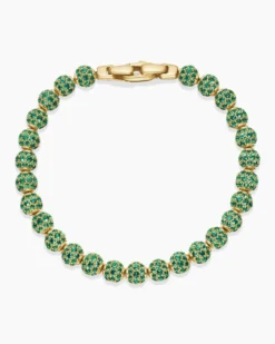 Spiritual Beads Bracelet 18K Yellow Gold and Pavé Emeralds, 6mm