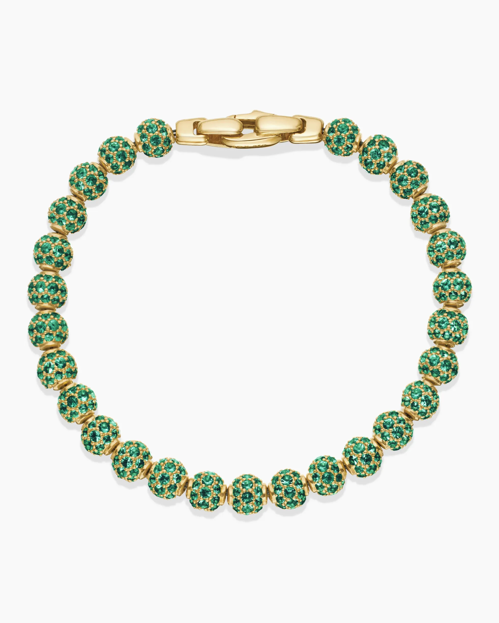 Spiritual Beads Bracelet 18K Yellow Gold and Pavé Emeralds, 6mm