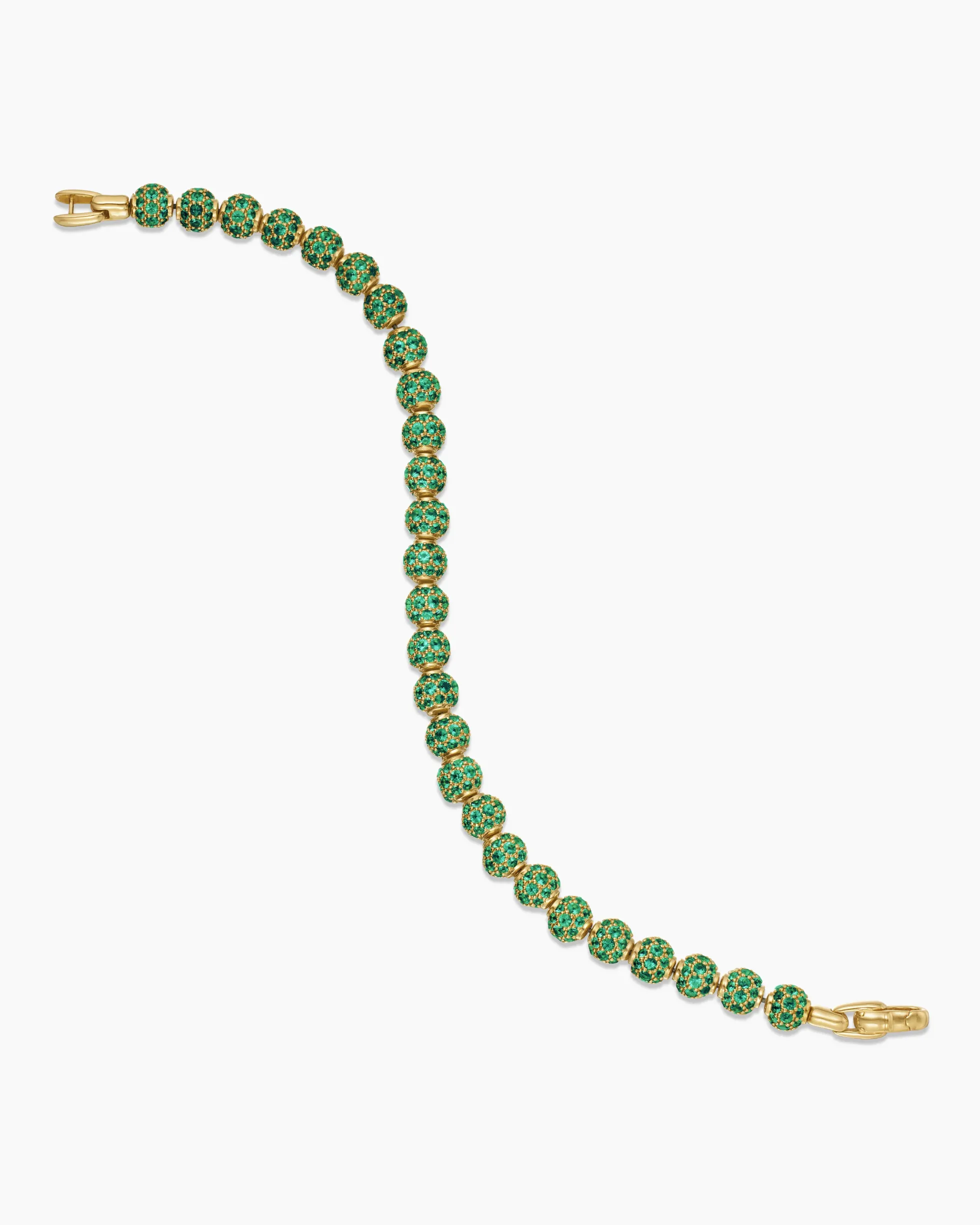 Spiritual Beads Bracelet 18K Yellow Gold and Pavé Emeralds, 6mm
