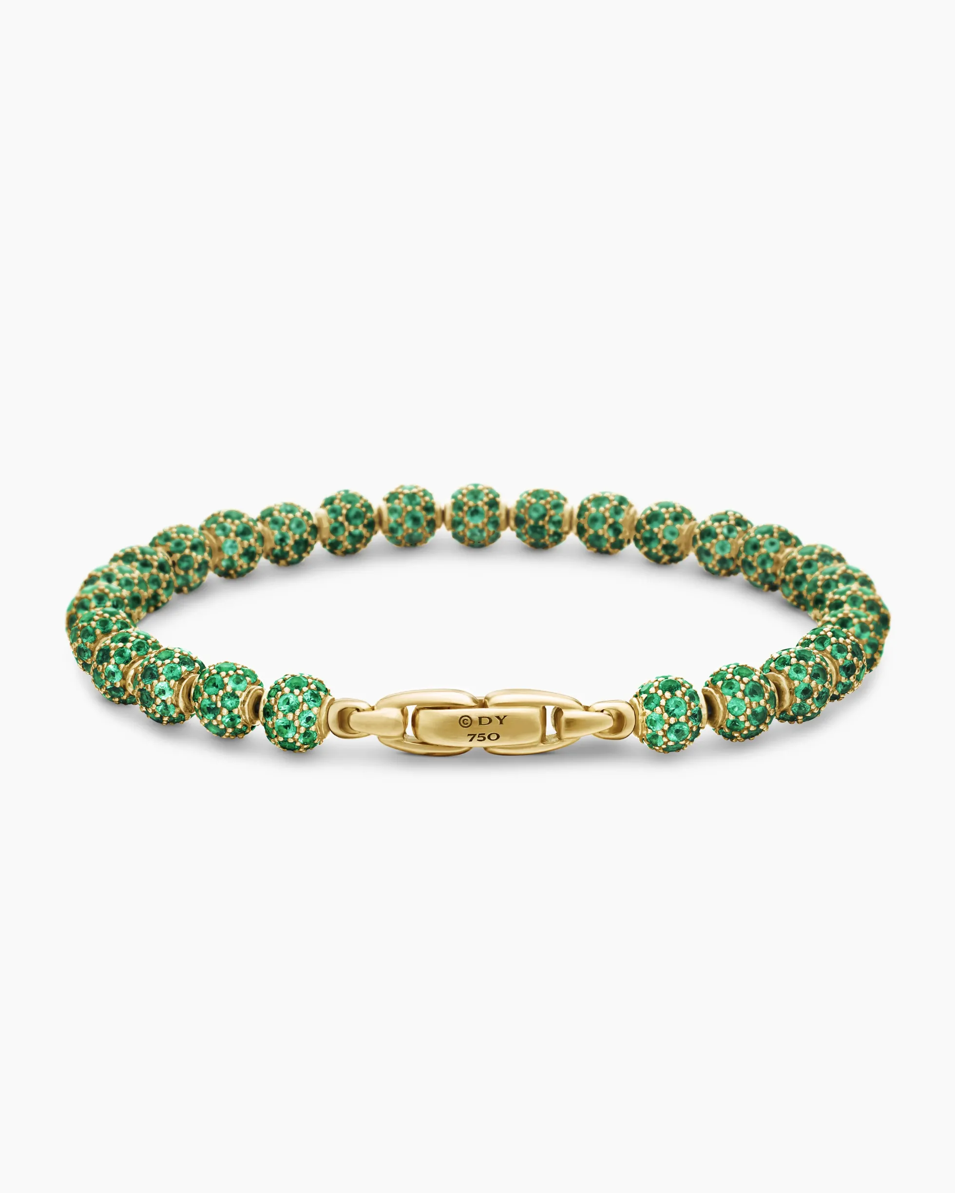 Spiritual Beads Bracelet 18K Yellow Gold and Pavé Emeralds, 6mm
