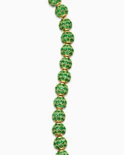 Spiritual Beads Bracelet 18K Yellow Gold and Pavé Emeralds, 6mm