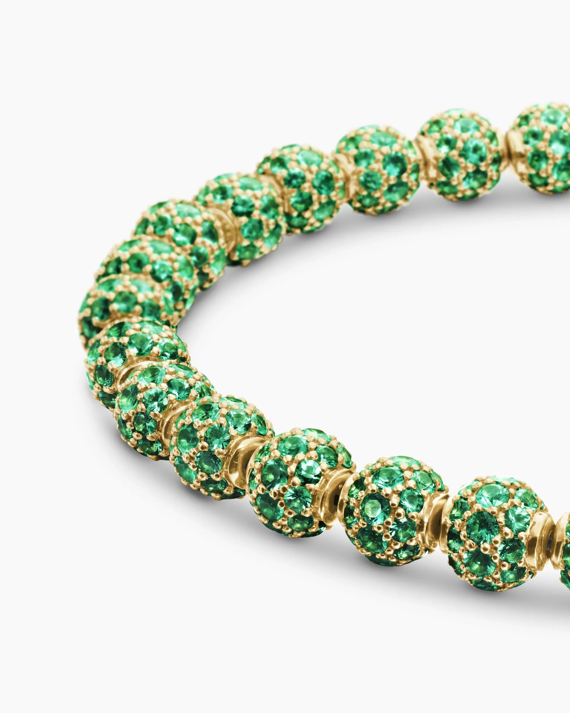 Spiritual Beads Bracelet 18K Yellow Gold and Pavé Emeralds, 6mm