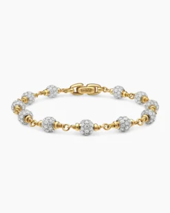 Spiritual Beads Bracelet 18K Yellow Gold with Diamonds, 6mm