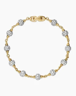 Spiritual Beads Bracelet 18K Yellow Gold with Diamonds, 6mm