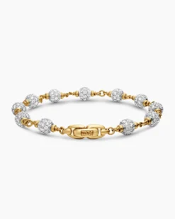 Spiritual Beads Bracelet 18K Yellow Gold with Diamonds, 6mm
