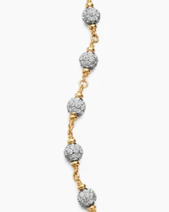 Spiritual Beads Bracelet 18K Yellow Gold with Diamonds, 6mm