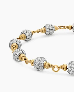 Spiritual Beads Bracelet 18K Yellow Gold with Diamonds, 6mm