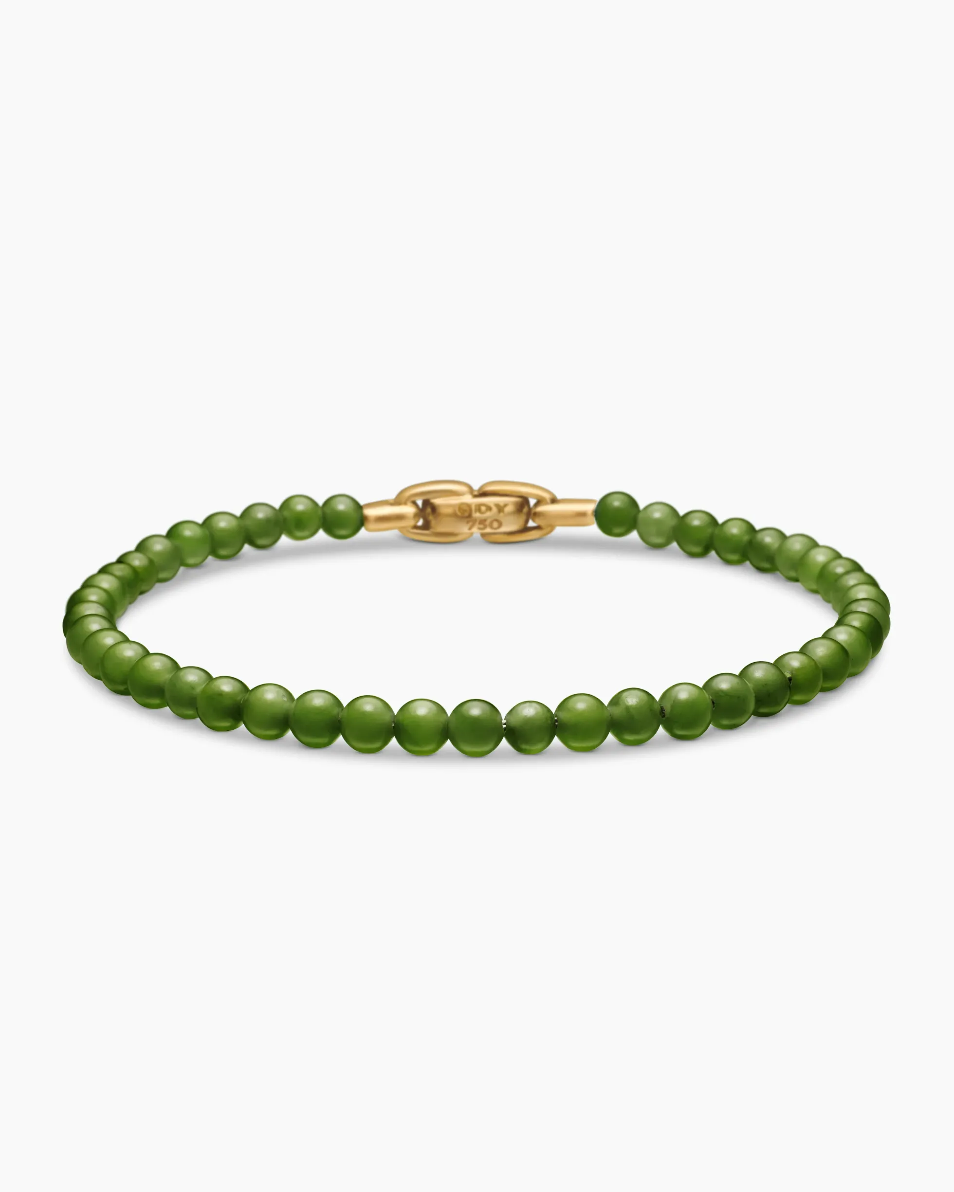 Spiritual Beads Bracelet Nephrite Jade and 18K Yellow Gold, 4mm