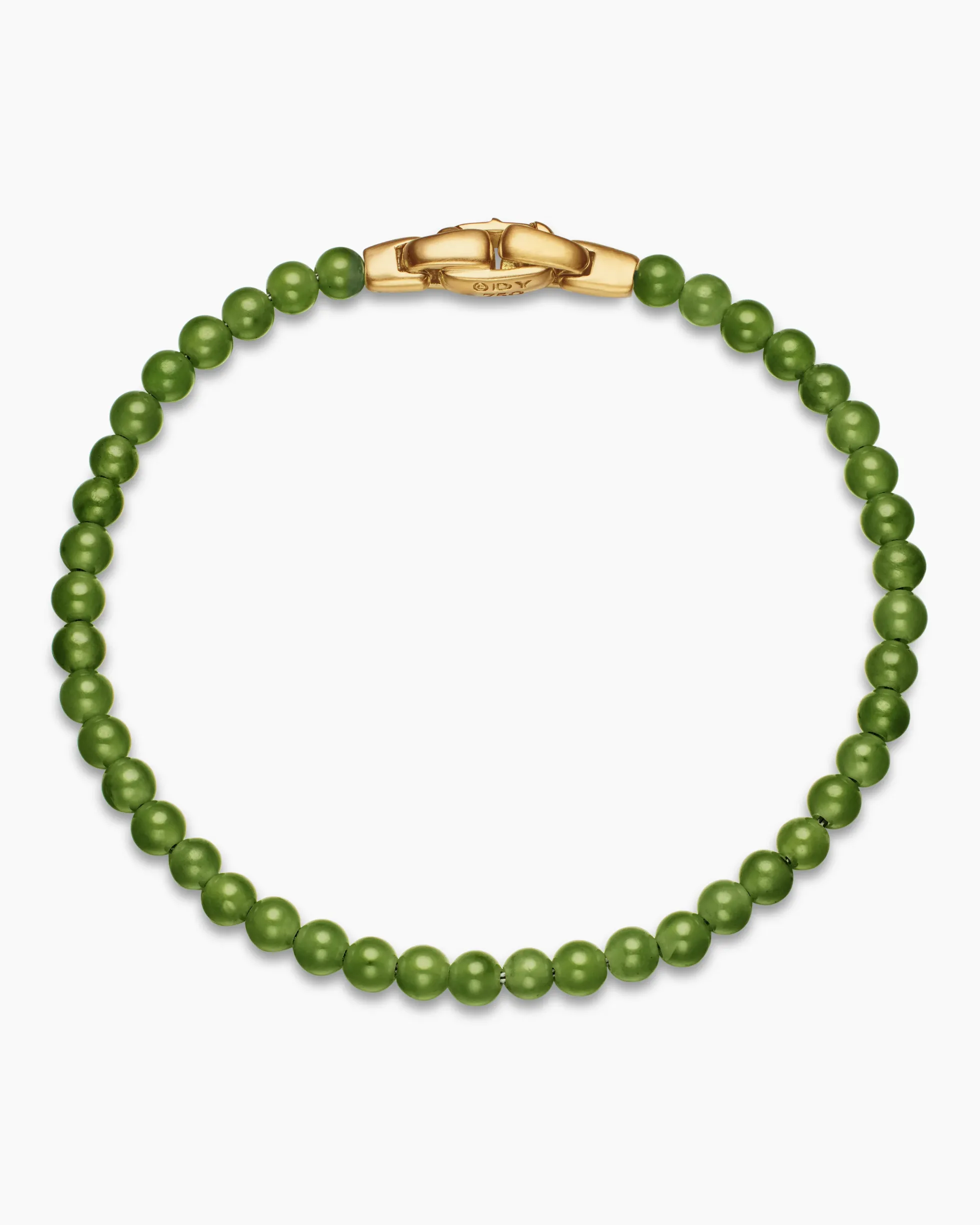 Spiritual Beads Bracelet Nephrite Jade and 18K Yellow Gold, 4mm