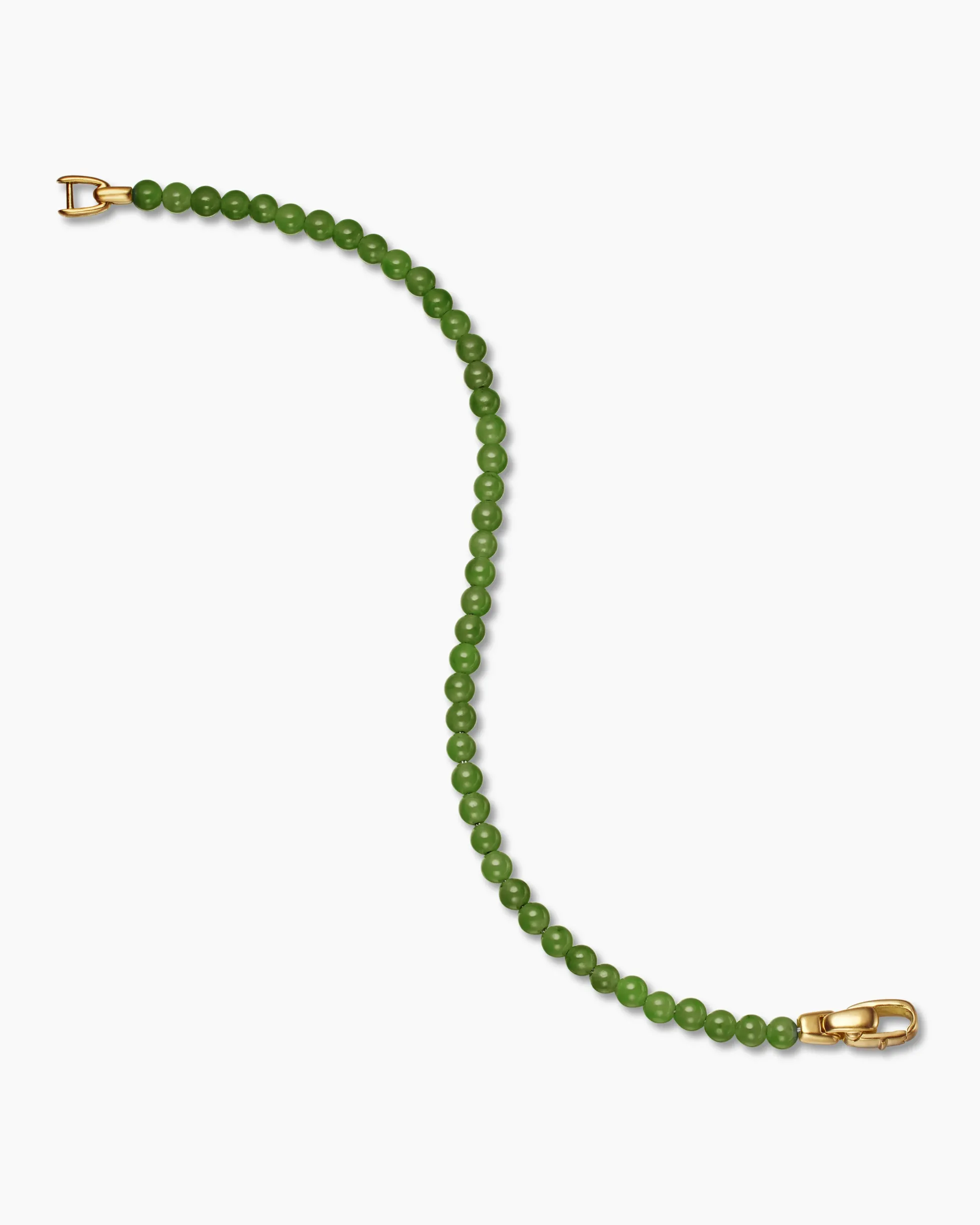 Spiritual Beads Bracelet Nephrite Jade and 18K Yellow Gold, 4mm