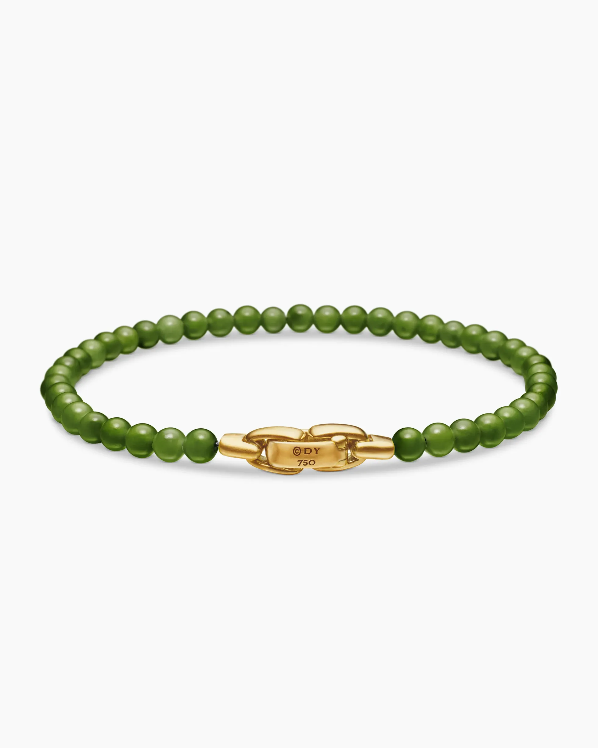 Spiritual Beads Bracelet Nephrite Jade and 18K Yellow Gold, 4mm
