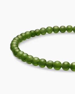 Spiritual Beads Bracelet Nephrite Jade and 18K Yellow Gold, 4mm