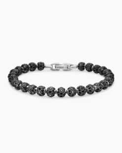 Spiritual Beads Bracelet Platinum and Pavé Black Diamonds, 6mm