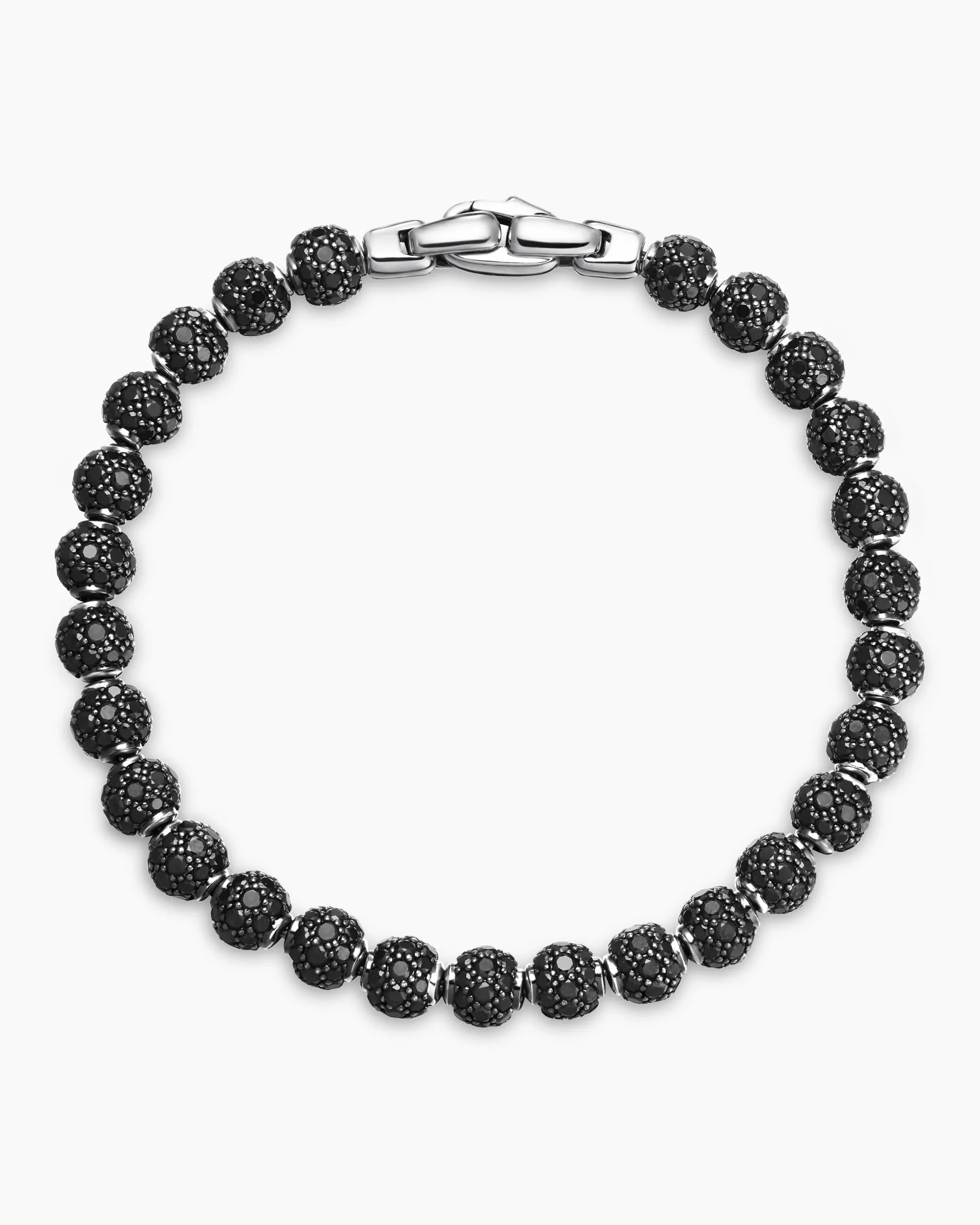 Spiritual Beads Bracelet Platinum and Pavé Black Diamonds, 6mm