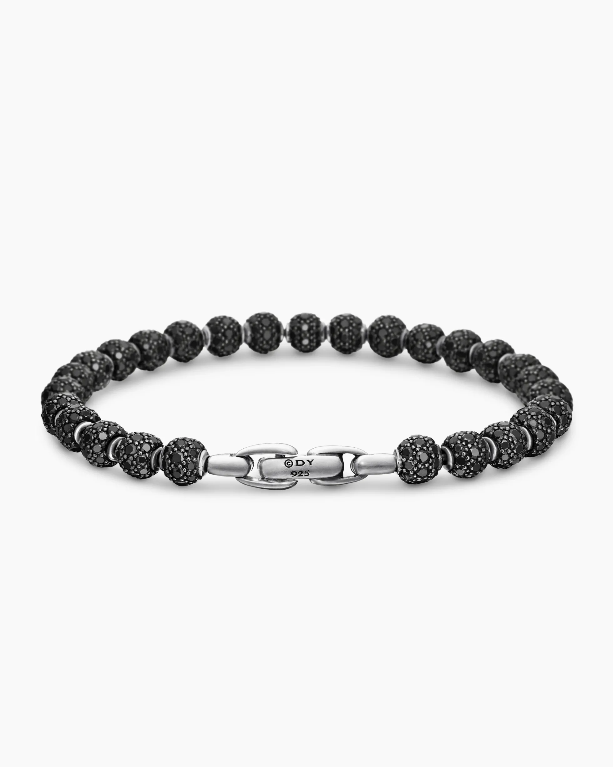 Spiritual Beads Bracelet Platinum and Pavé Black Diamonds, 6mm
