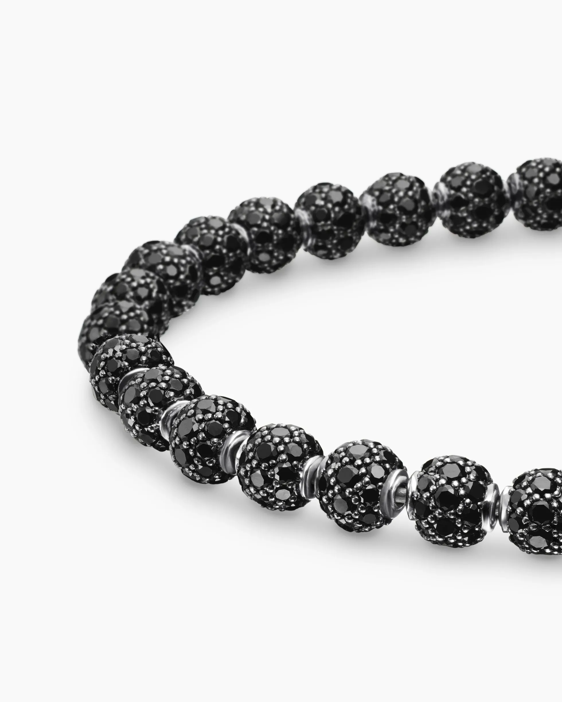 Spiritual Beads Bracelet Platinum and Pavé Black Diamonds, 6mm