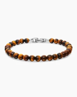 Spiritual Beads Bracelet Sterling Silver with Tiger’s Eye, 6mm