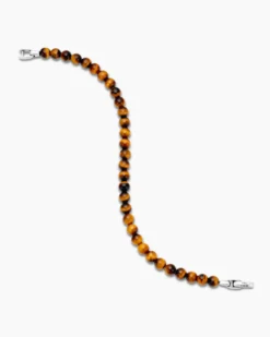 Spiritual Beads Bracelet Sterling Silver with Tiger’s Eye, 6mm