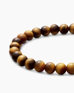 Spiritual Beads Bracelet Sterling Silver with Tiger’s Eye, 6mm