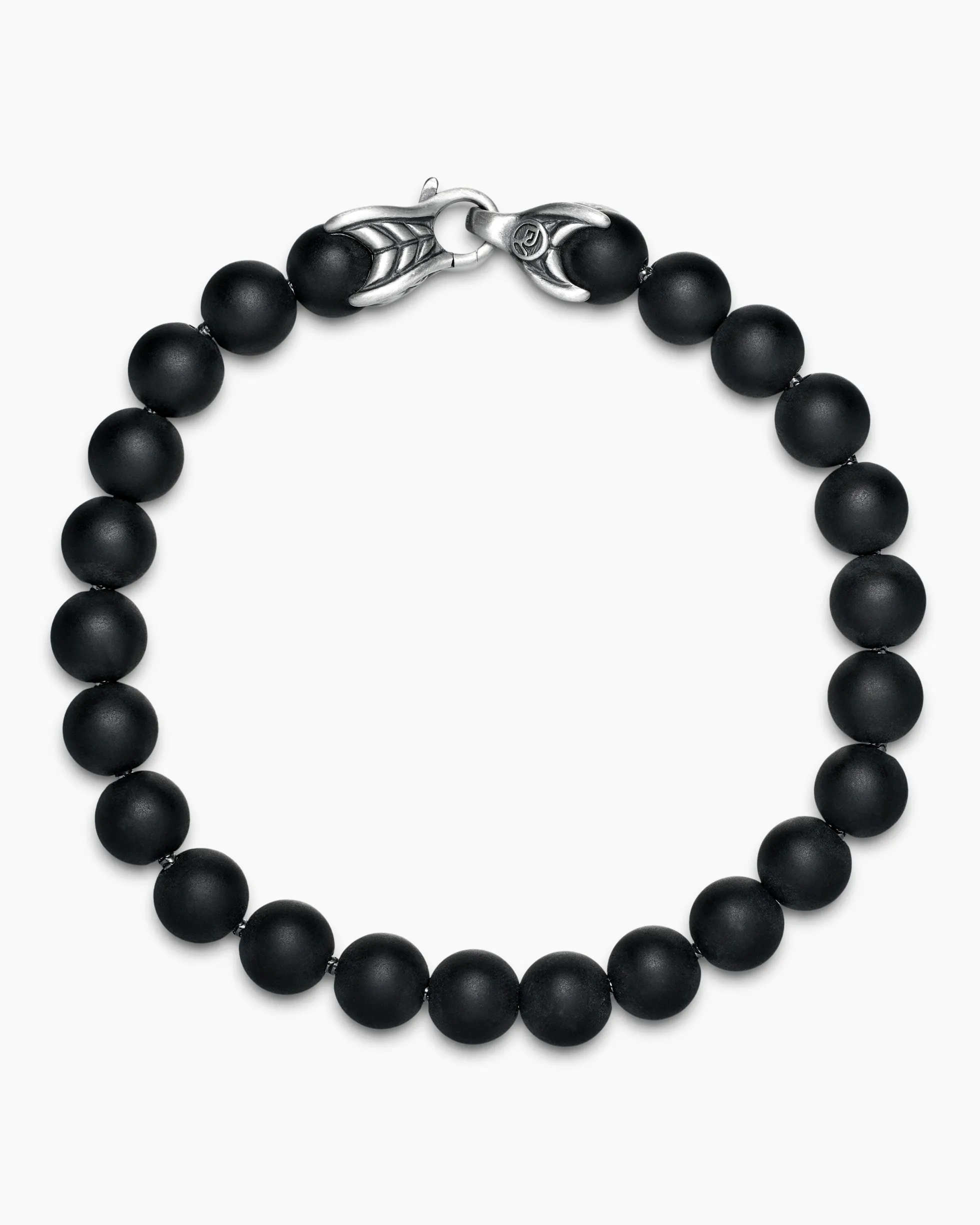 Spiritual Beads Bracelet Sterling Silver with Black Onyx, 8mm