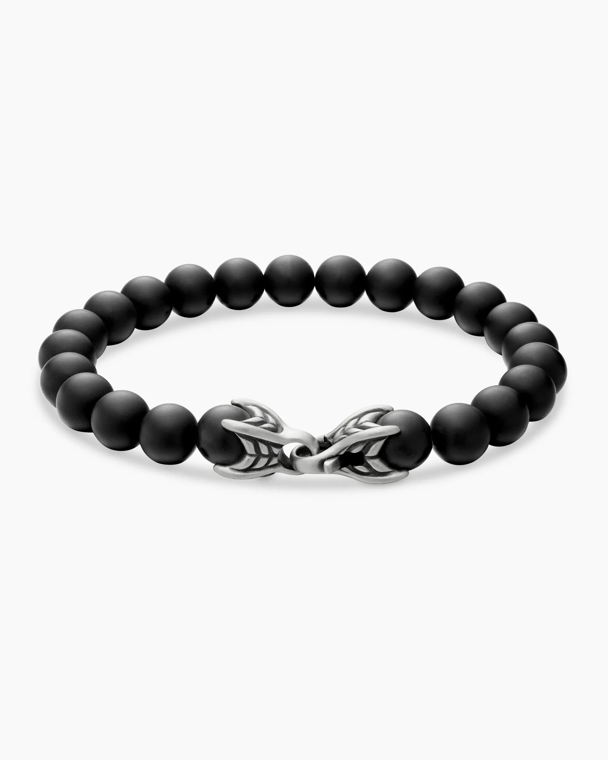 Spiritual Beads Bracelet Sterling Silver with Black Onyx, 8mm