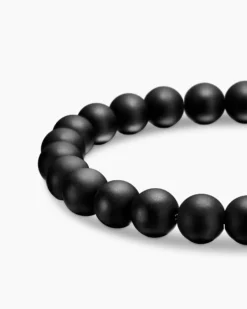 Spiritual Beads Bracelet Sterling Silver with Black Onyx, 8mm