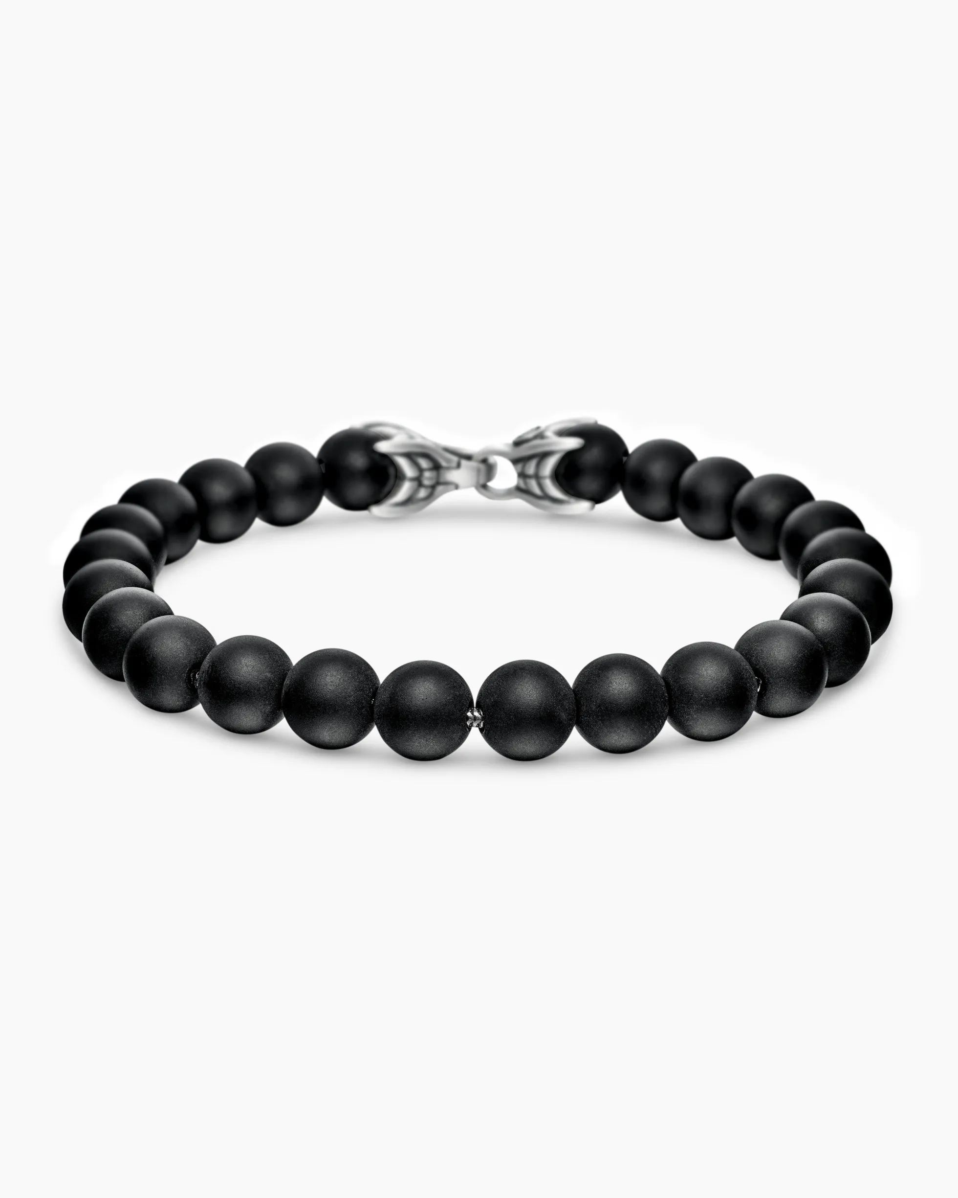 Spiritual Beads Bracelet Sterling Silver with Black Onyx, 8mm