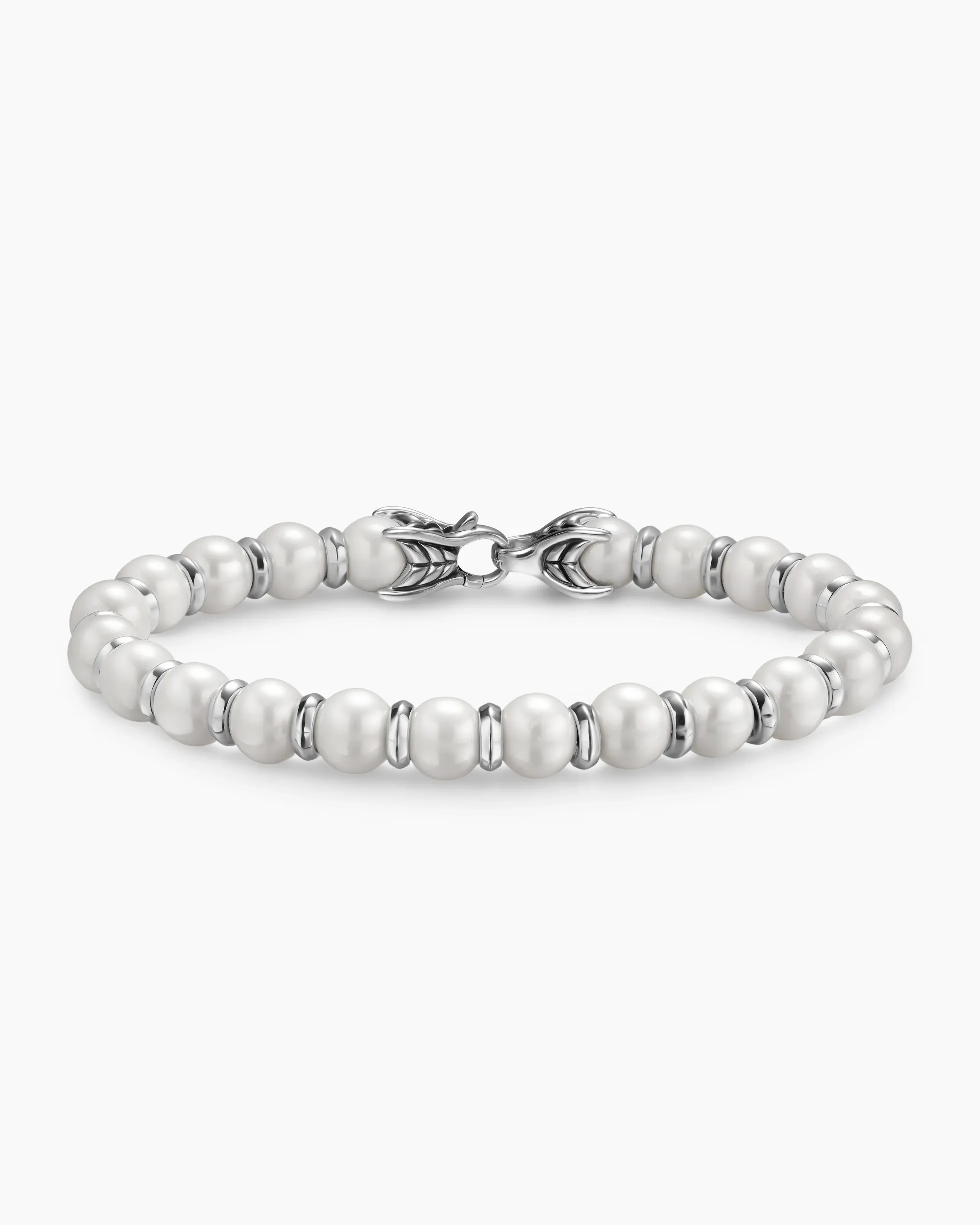 Spiritual Beads Bracelet Sterling Silver with Pearls, 8mm