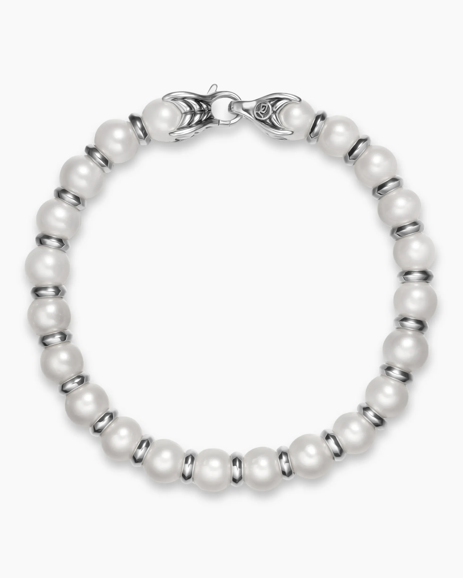 Spiritual Beads Bracelet Sterling Silver with Pearls, 8mm