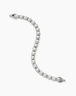 Spiritual Beads Bracelet Sterling Silver with Pearls, 8mm
