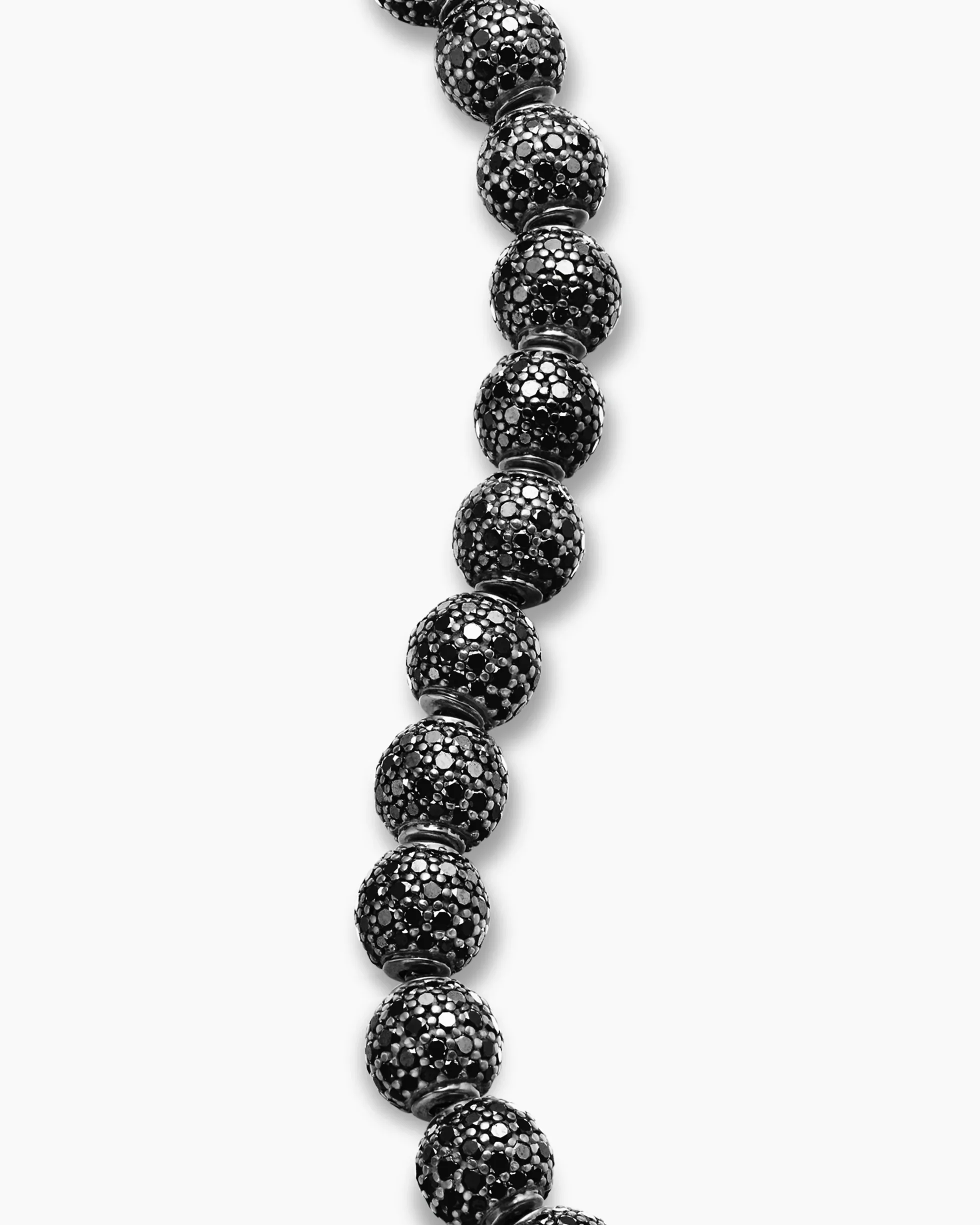 Spiritual Beads Bracelet Sterling Silver with Pavé Black Diamonds, 8mm