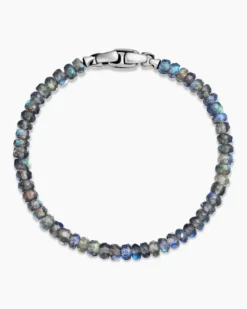 Spiritual Beads Faceted Bracelet Sterling Silver with Labradorite, 5mm