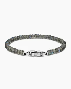 Spiritual Beads Faceted Bracelet Sterling Silver with Labradorite, 5mm