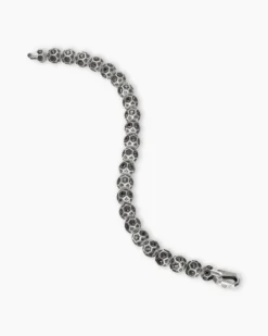 Spiritual Beads Faceted Bracelet Sterling Silver with Pavé Black Diamonds, 8mm