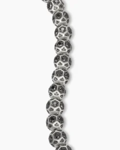 Spiritual Beads Faceted Bracelet Sterling Silver with Pavé Black Diamonds, 8mm