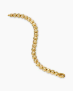 Spiritual Beads Faceted Bracelet 18K Yellow Gold with Pavé Diamonds, 8mm