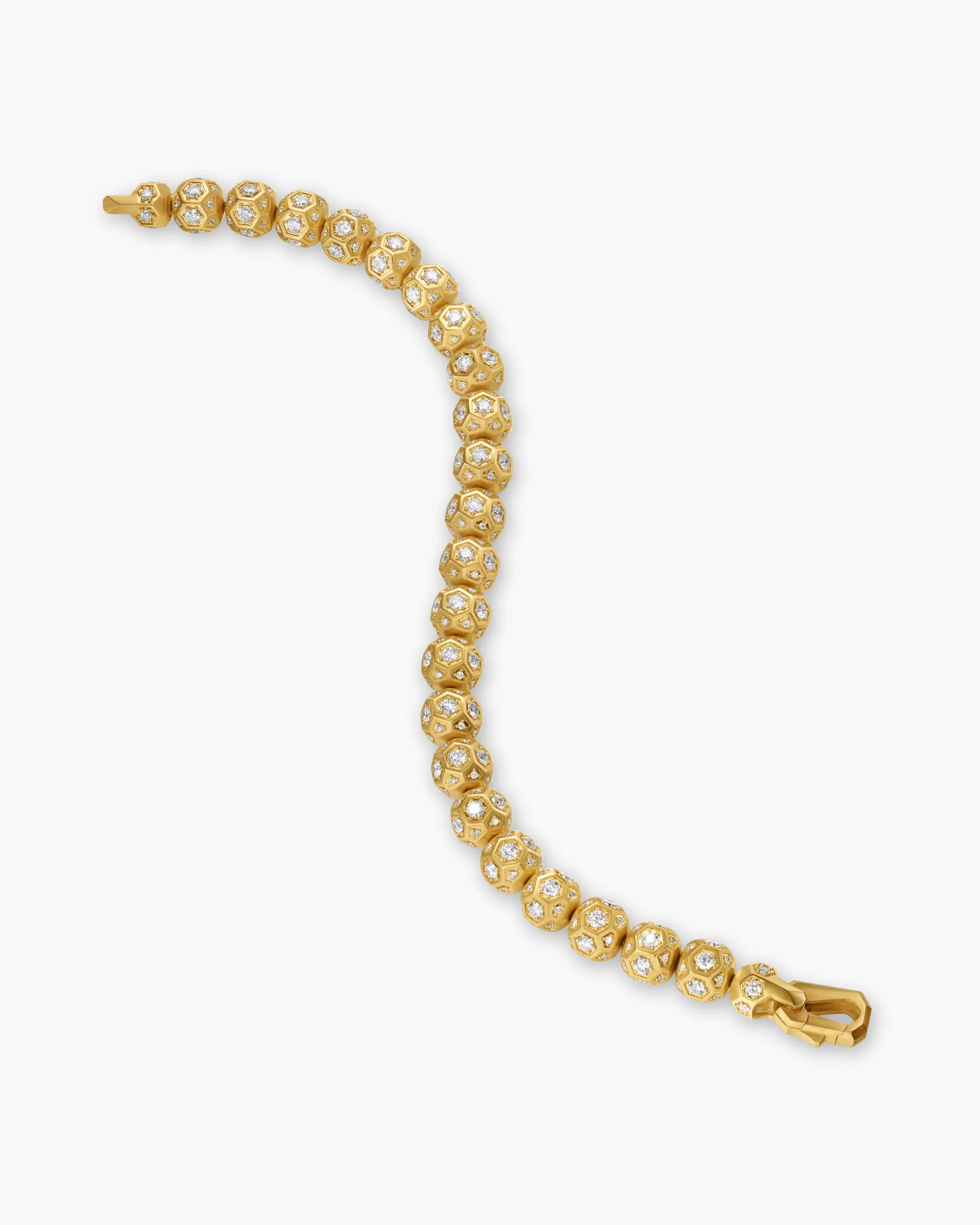 Spiritual Beads Faceted Bracelet 18K Yellow Gold with Pavé Diamonds, 8mm