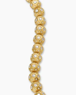 Spiritual Beads Faceted Bracelet 18K Yellow Gold with Pavé Diamonds, 8mm