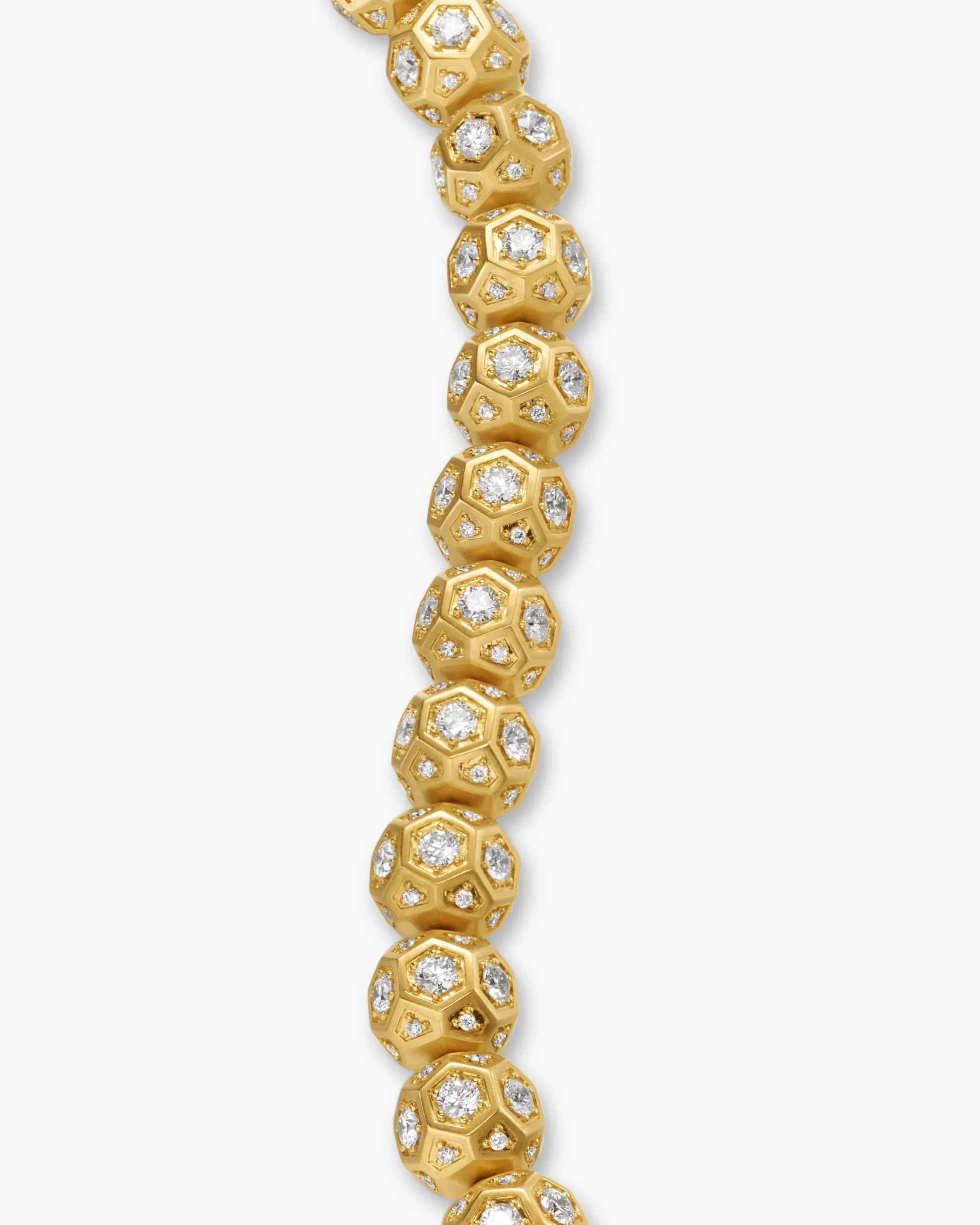Spiritual Beads Faceted Bracelet 18K Yellow Gold with Pavé Diamonds, 8mm
