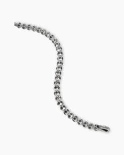 Spiritual Beads Faceted Bracelet Sterling Silver with Pavé Black Diamonds, 6mm