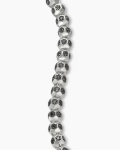 Spiritual Beads Faceted Bracelet Sterling Silver with Pavé Black Diamonds, 6mm