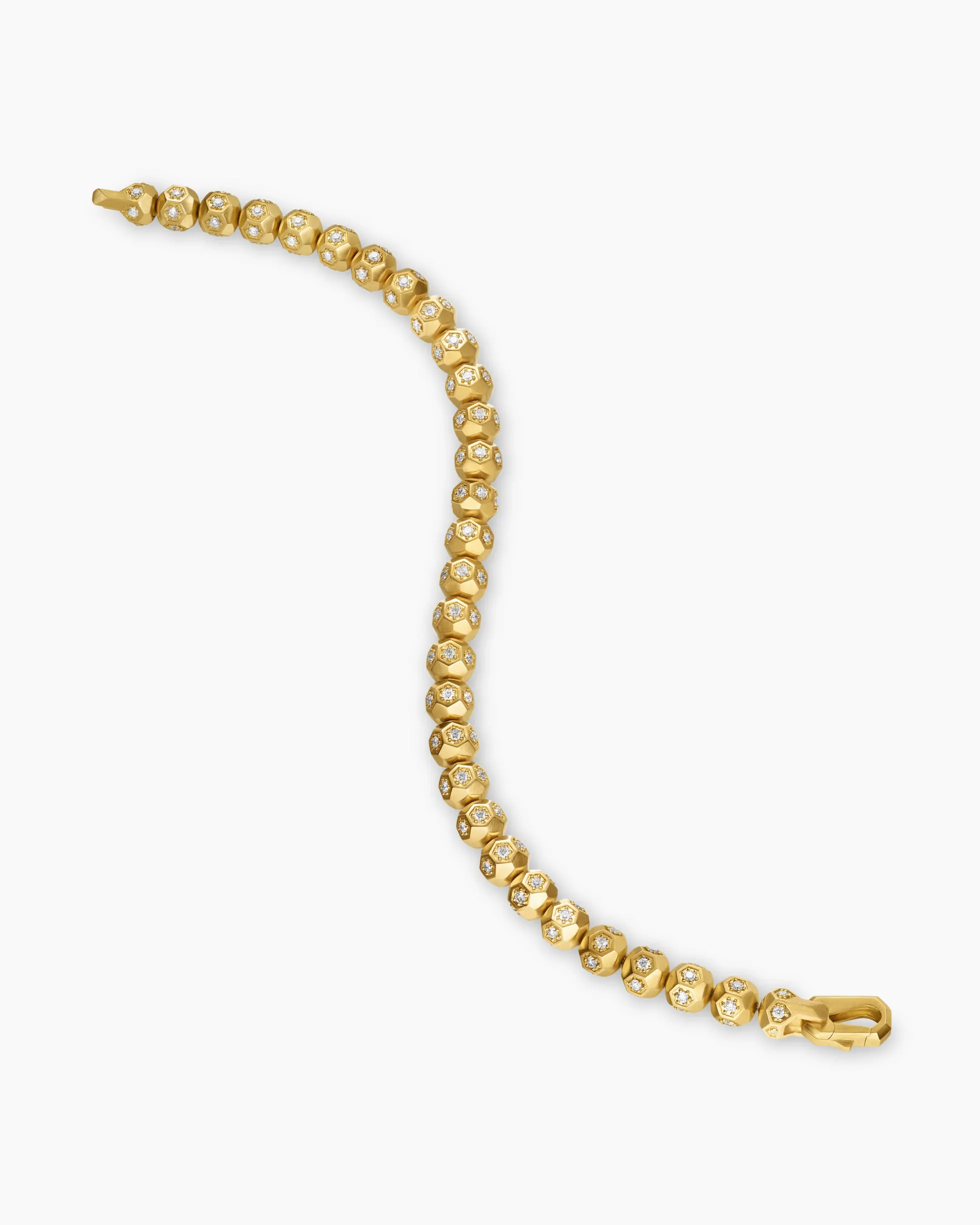 Spiritual Beads Faceted Bracelet 18K Yellow Gold with Pavé Diamonds, 6mm