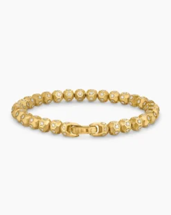 Spiritual Beads Faceted Bracelet 18K Yellow Gold with Pavé Diamonds, 6mm