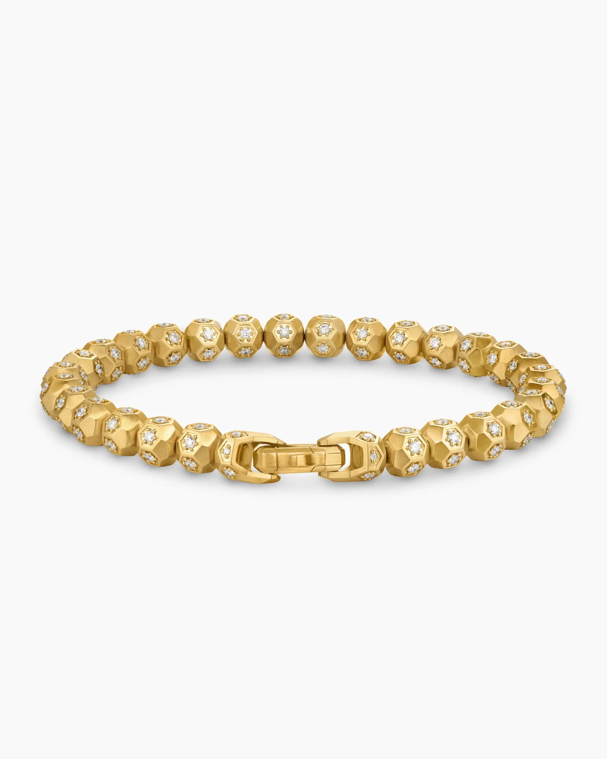 Spiritual Beads Faceted Bracelet 18K Yellow Gold with Pavé Diamonds, 6mm
