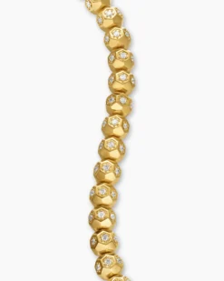Spiritual Beads Faceted Bracelet 18K Yellow Gold with Pavé Diamonds, 6mm
