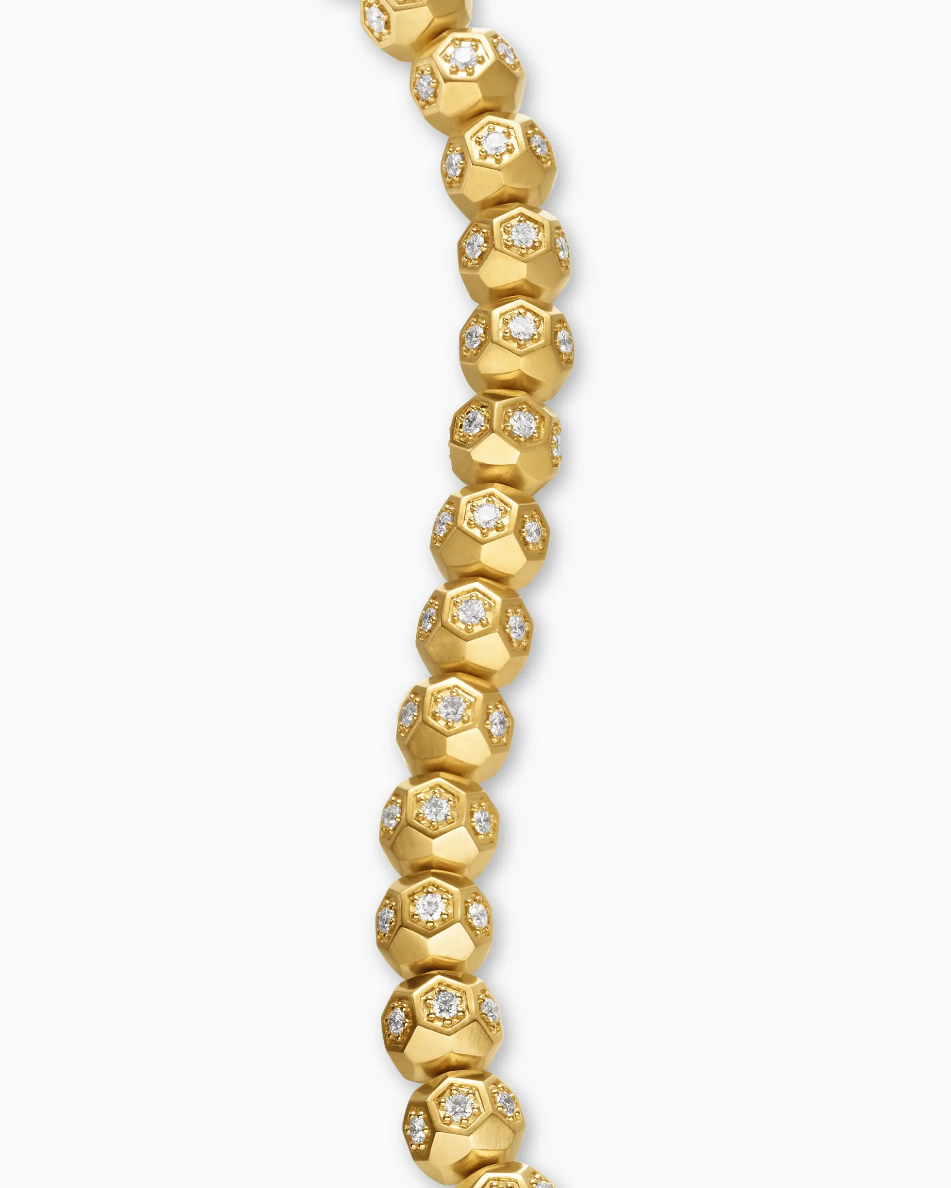 Spiritual Beads Faceted Bracelet 18K Yellow Gold with Pavé Diamonds, 6mm